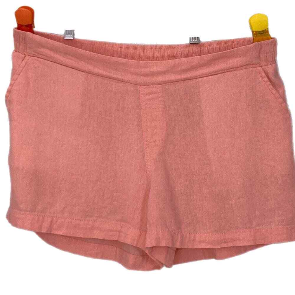 Old Navy Linen Blend Pull-On Shorts Pink L Pockets Minimalist Summer